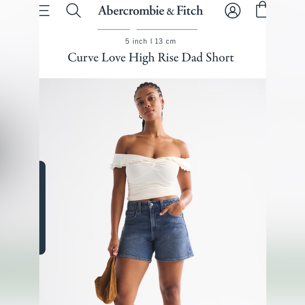 Abercrombie & Fitch Curve Love High Rise Dad Short, size 33, NWT.